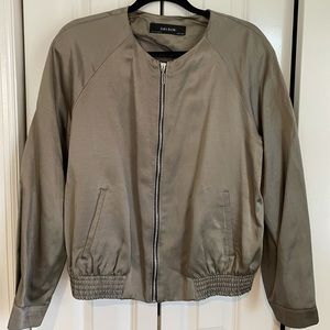 Zara satin zip front jacket large